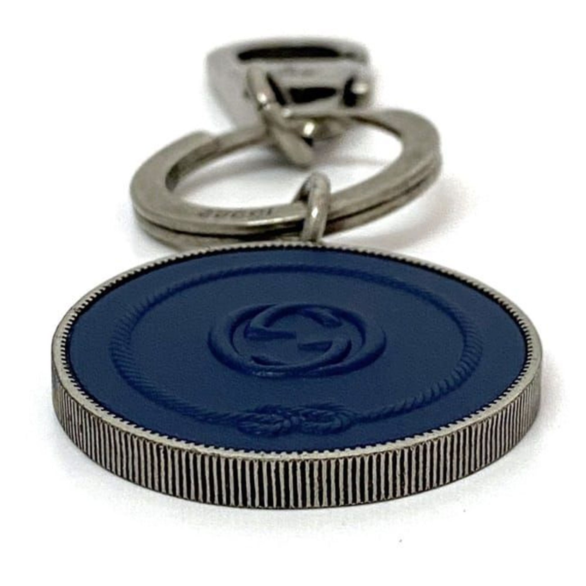 Gucci Keychain ec-21439 Silver Navy Interlocking 598554 Metal Rubber GUCCI GG Charm Keyring Anchor Men's Women's