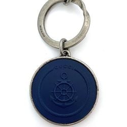 Gucci Keychain ec-21439 Silver Navy Interlocking 598554 Metal Rubber GUCCI GG Charm Keyring Anchor Men's Women's