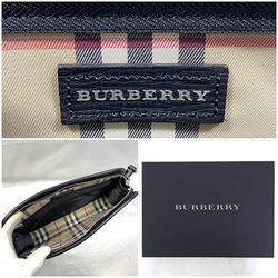 Burberry Second Bag ec-21392 Black Nova Check KM 6BL 64 09 Clutch Leather BURBERRY With Strap Color Men's Women's Compact