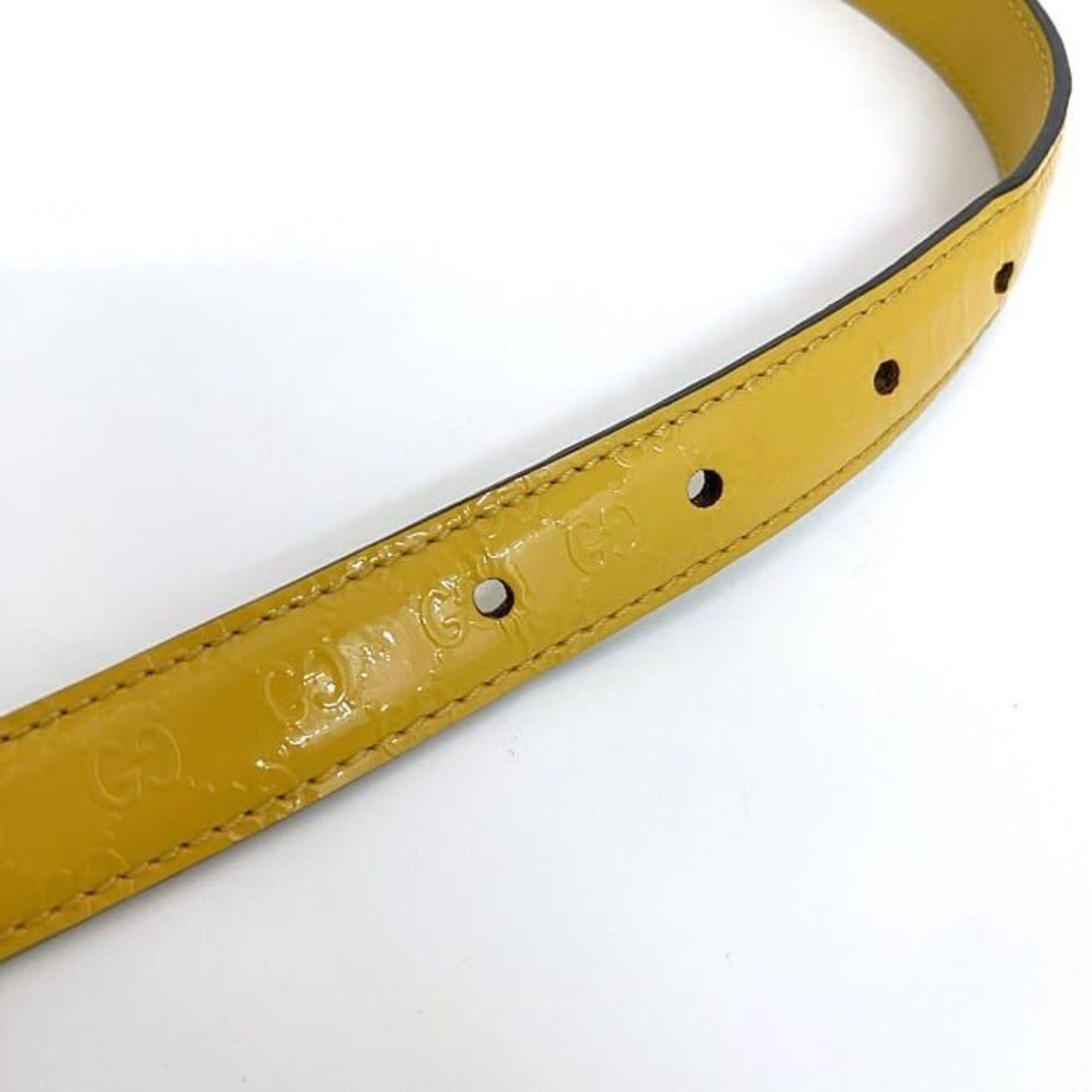 Gucci Belt Yellow Stripe Line 309900 ec-20326 Thin Waist Leather GUCCI 20mm GG Women's