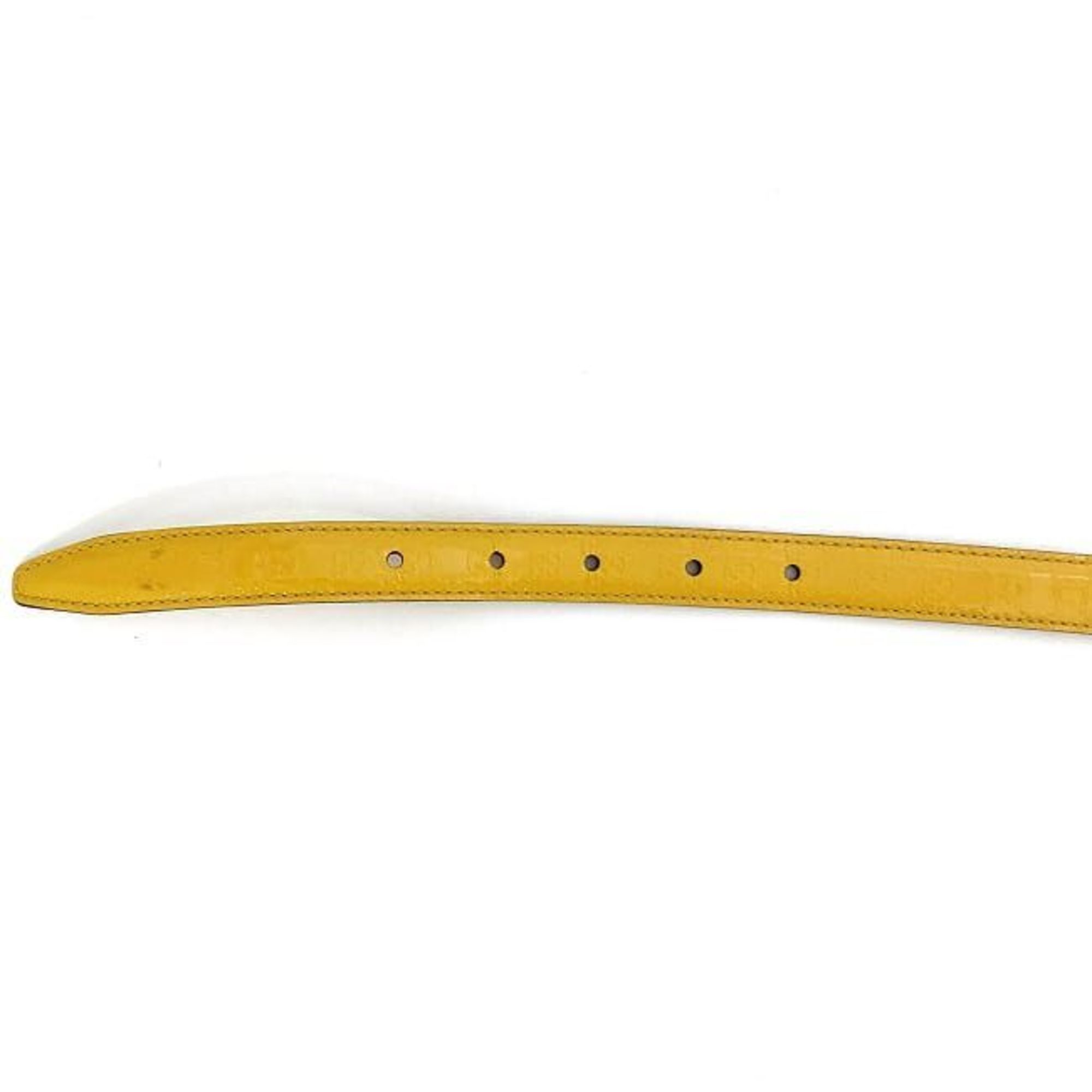 Gucci Belt Yellow Stripe Line 309900 ec-20326 Thin Waist Leather GUCCI 20mm GG Women's