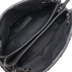 CHANEL Mademoiselle Matelasse Bowling Bag Shoulder Chain Sparkle Leather Black A50556