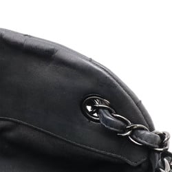 CHANEL Mademoiselle Matelasse Bowling Bag Shoulder Chain Sparkle Leather Black A50556