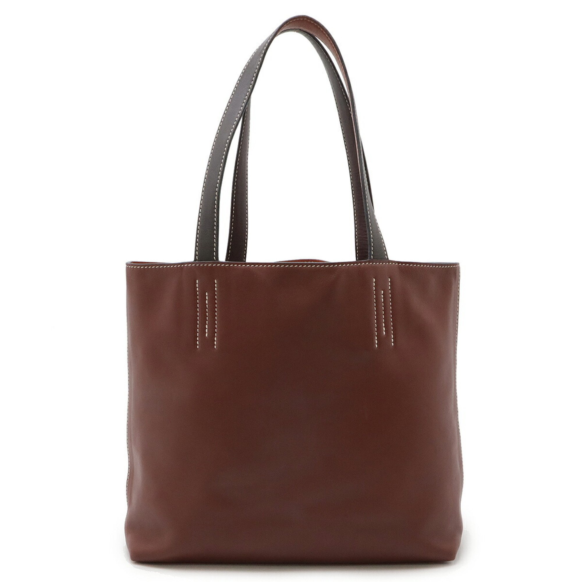 HERMES Hermes Double Sens 28 Tote Bag Reversible 4 Colors Color Block Veau Swift Brown X Stamp