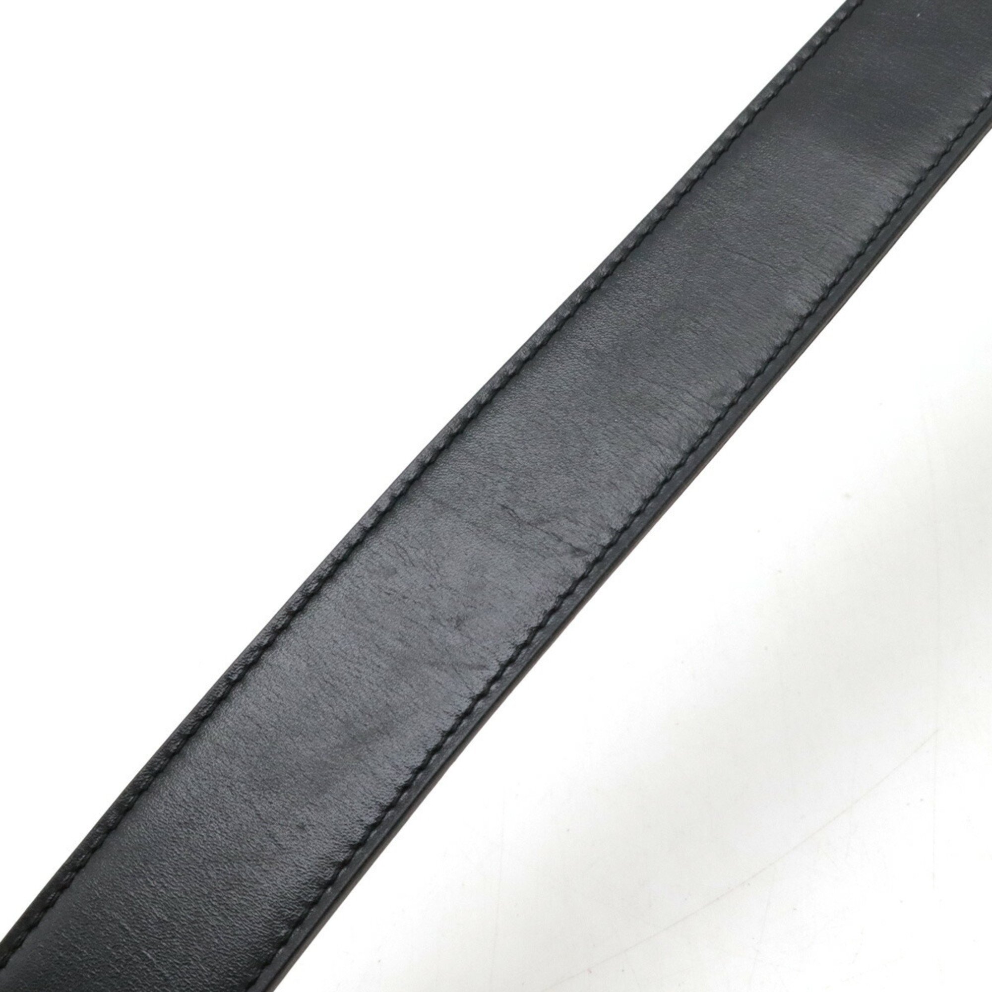 HERMES Hermes H Guilloché Constance Guilloche Belt Reversible Leather Black Brown #95 A Stamp