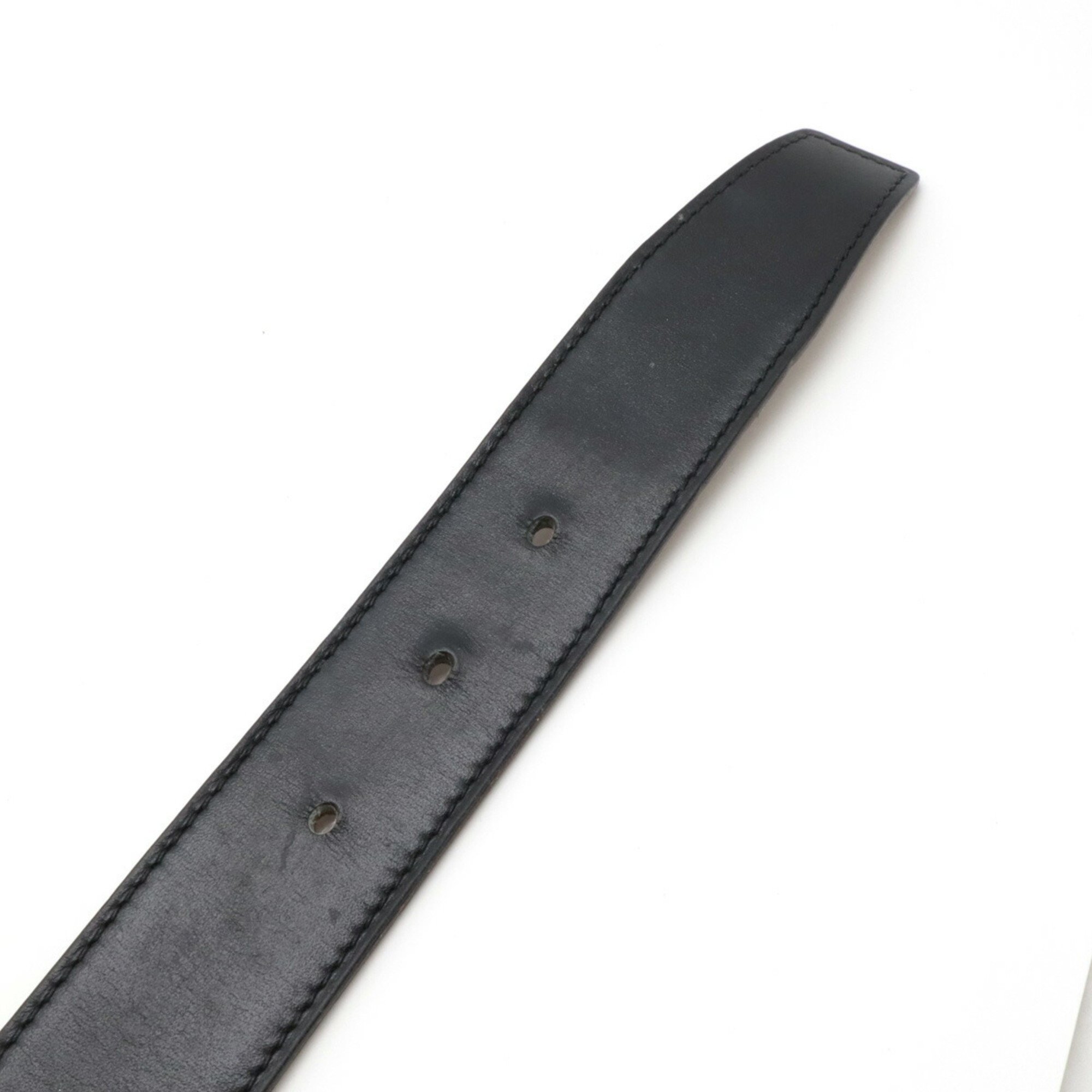 HERMES Hermes H Guilloché Constance Guilloche Belt Reversible Leather Black Brown #95 A Stamp