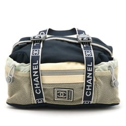 CHANEL Chanel Sport Line Coco Mark Waist Bag Body Handbag Nylon Canvas Navy Gray A27892