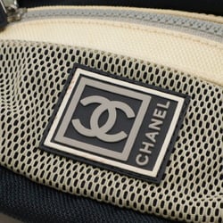 CHANEL Chanel Sport Line Coco Mark Waist Bag Body Handbag Nylon Canvas Navy Gray A27892