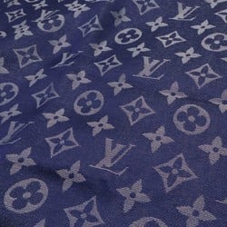 LOUIS VUITTON Louis Vuitton Shawl Monogram Shine Large Stole Silk Rayon Wool Polyester Navy Blue 410460