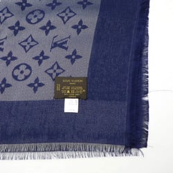 LOUIS VUITTON Louis Vuitton Shawl Monogram Shine Large Stole Silk Rayon Wool Polyester Navy Blue 410460