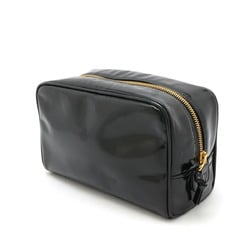 CHANEL Coco Mark Clutch Bag Second Patent Leather Black