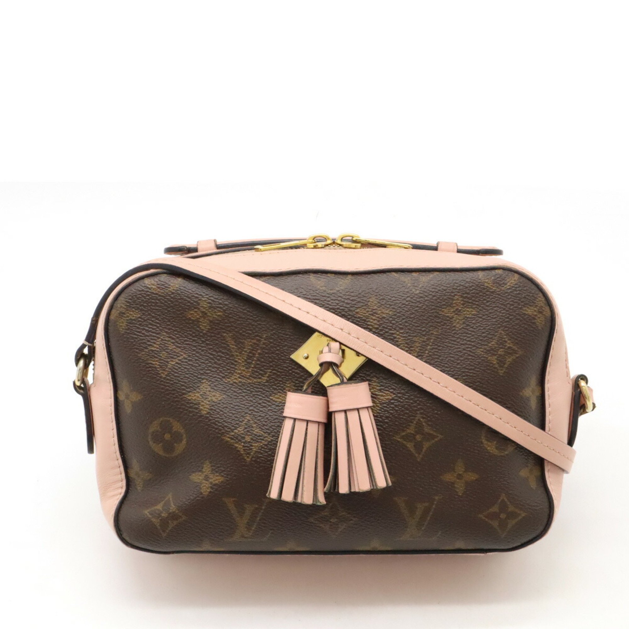 LOUIS VUITTON Louis Vuitton Monogram Santonge Shoulder Bag Pochette Tassel Leather Rose Poodle M44442