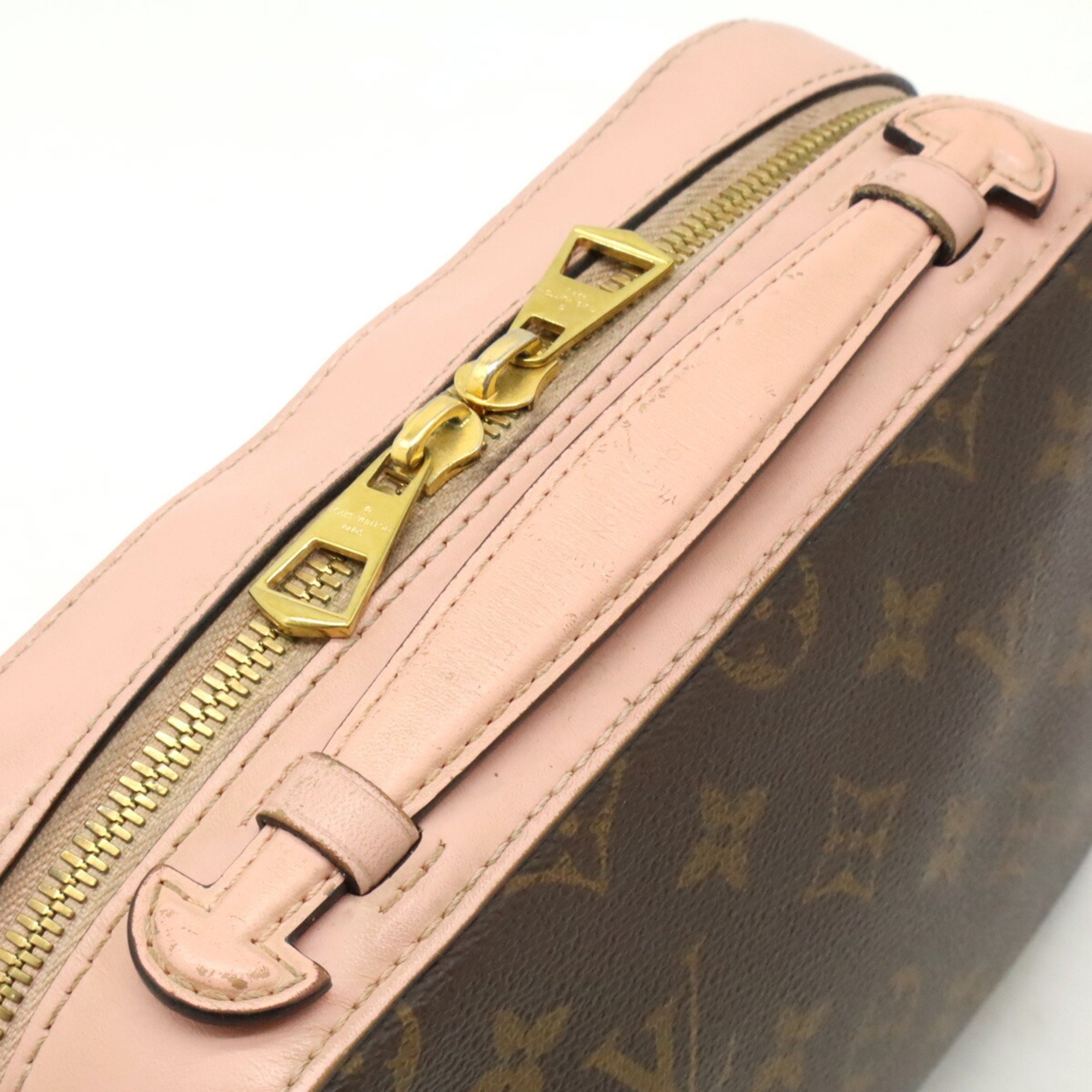 LOUIS VUITTON Louis Vuitton Monogram Santonge Shoulder Bag Pochette Tassel Leather Rose Poodle M44442