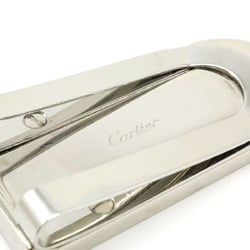 Cartier Wallet C Motif Money Clip Bill Leather Metal Black Silver