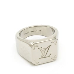 LOUIS VUITTON Louis Vuitton Signet Ring Monogram Metal Silver Medium Size Japanese Approx. 19 M62487