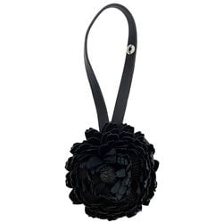 LOEWE Bag Charm ec-21048 Black Tag Leather Flower Motif Women's