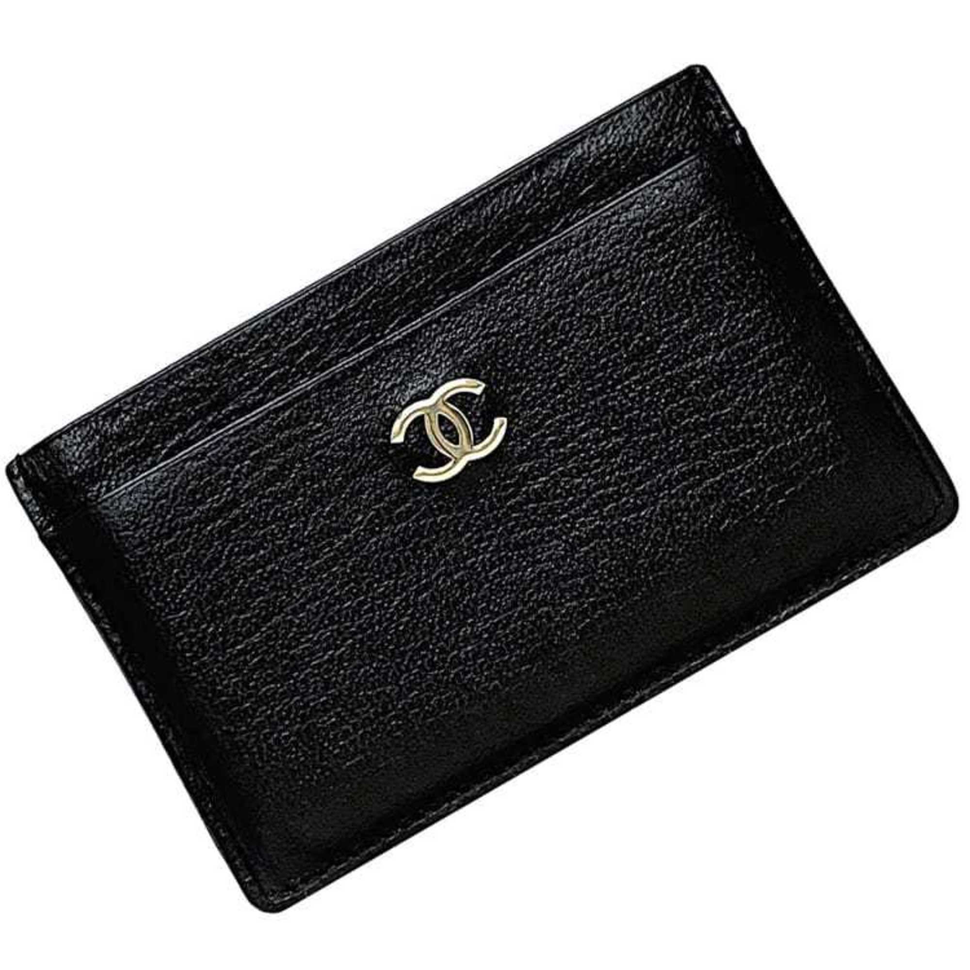 Chanel Card Holder ec-21221 Black Coco Mark A11837 Leather 5th Series CHANEL Pass Case Women's