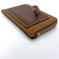 LOEWE Coin Case ec-21635 Brown Anagram C660Z40X04 Card Holder Leather 2261815 L-Shaped Wallet Purse Compact Coins