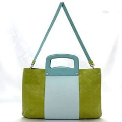 Salvatore Ferragamo 2way bag ec-21453 light blue green Gancini EZ-21 5369 handbag leather bicolor ladies