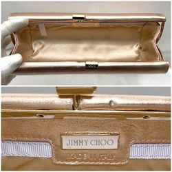 Jimmy Choo Clutch Bag ec-21348 Pink Gold - Leather JIMMY CHOO Handbag Flap Women's Compact