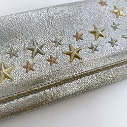 Jimmy Choo bi-fold long wallet silver star studs ec-20698 leather JIMMY CHOO flap ladies