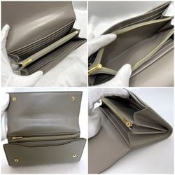 CELINE Bi-fold Long Wallet Large Flap ec-21398 Gray Greige 10B563BEL.10BL Leather Grained Women's