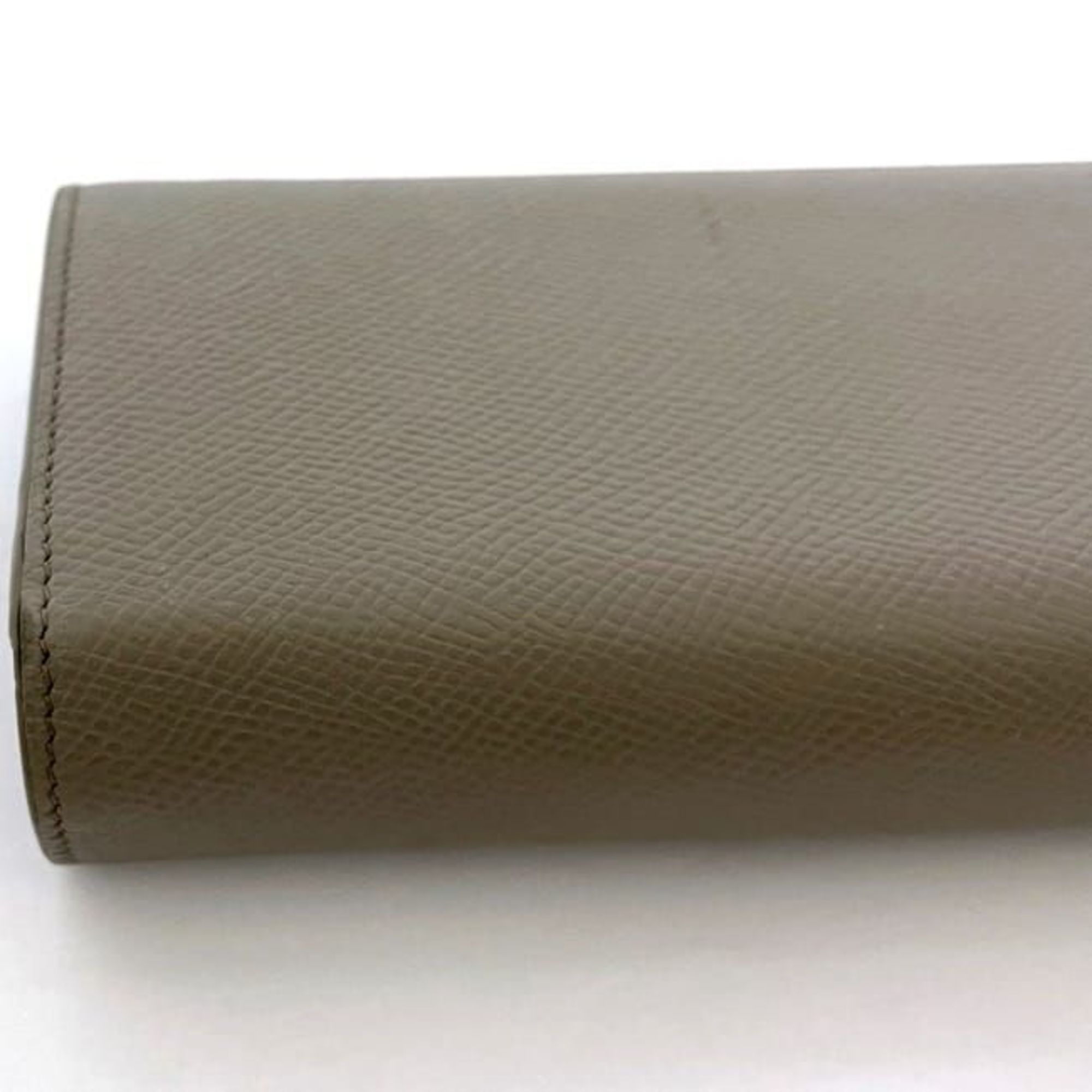 CELINE Bi-fold Long Wallet Large Flap ec-21398 Gray Greige 10B563BEL.10BL Leather Grained Women's