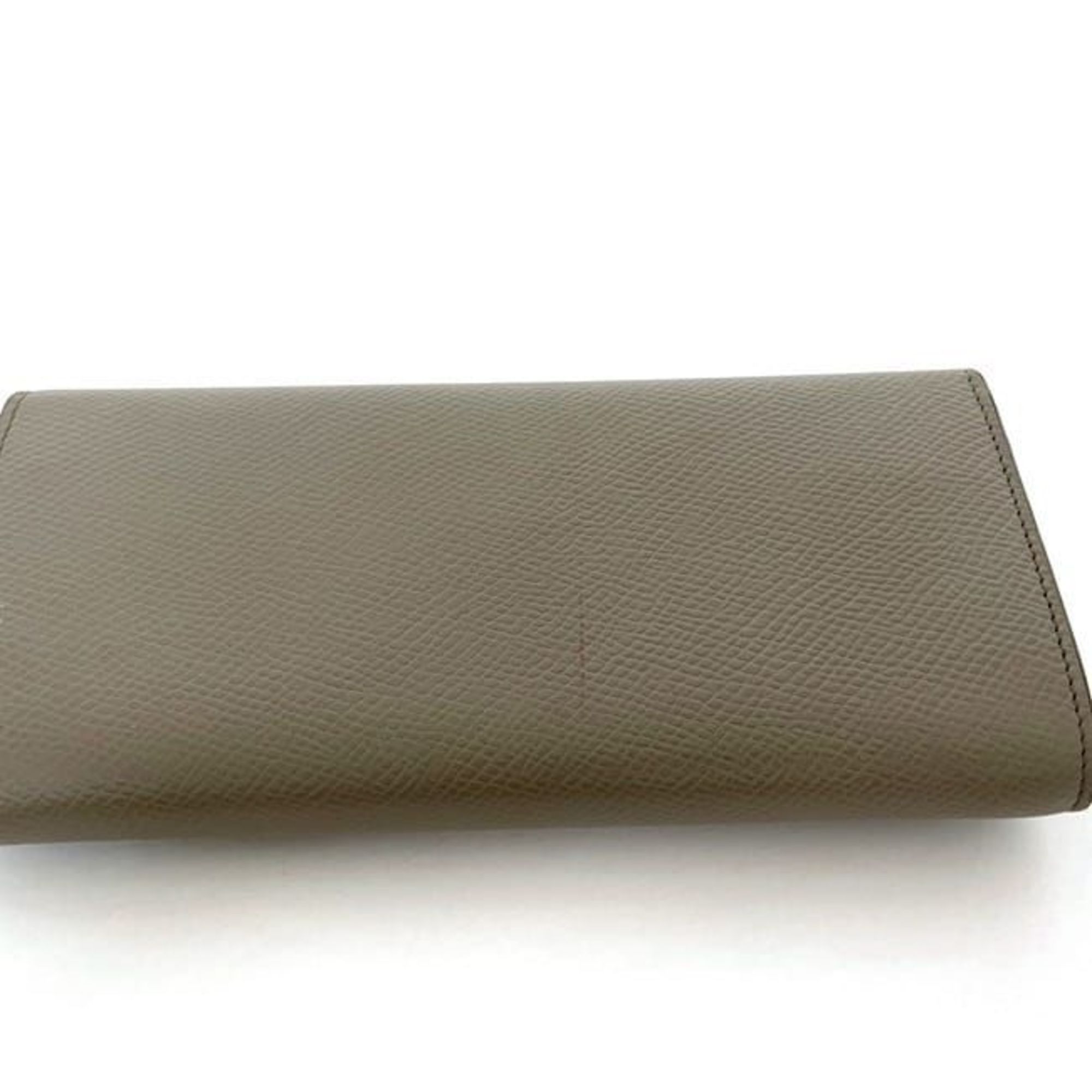 CELINE Bi-fold Long Wallet Large Flap ec-21398 Gray Greige 10B563BEL.10BL Leather Grained Women's