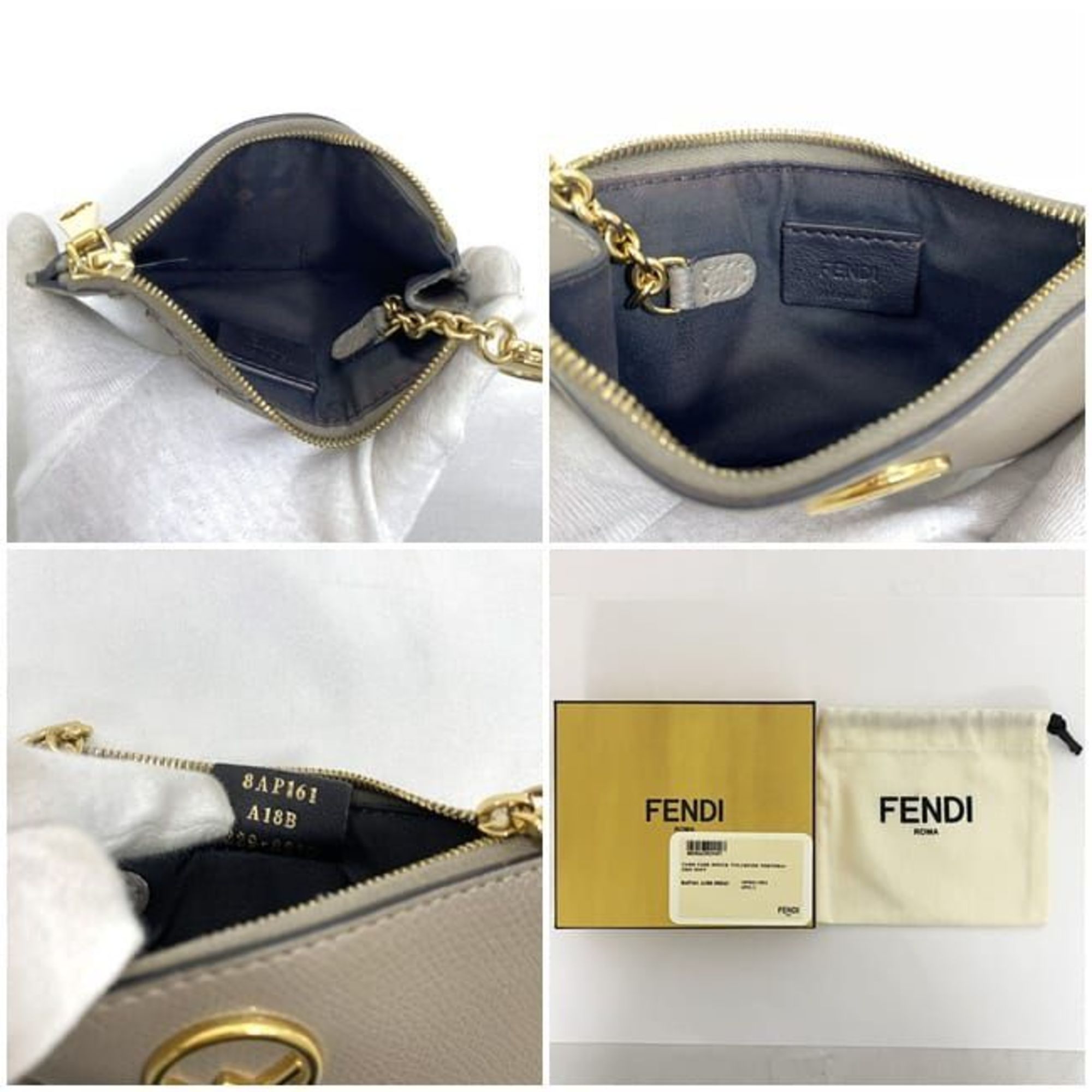 Fendi coin case ec-21600 beige F is 8AP161 A18B 229 8210 purse wallet pouch leather FENDI key ring holder ladies compact