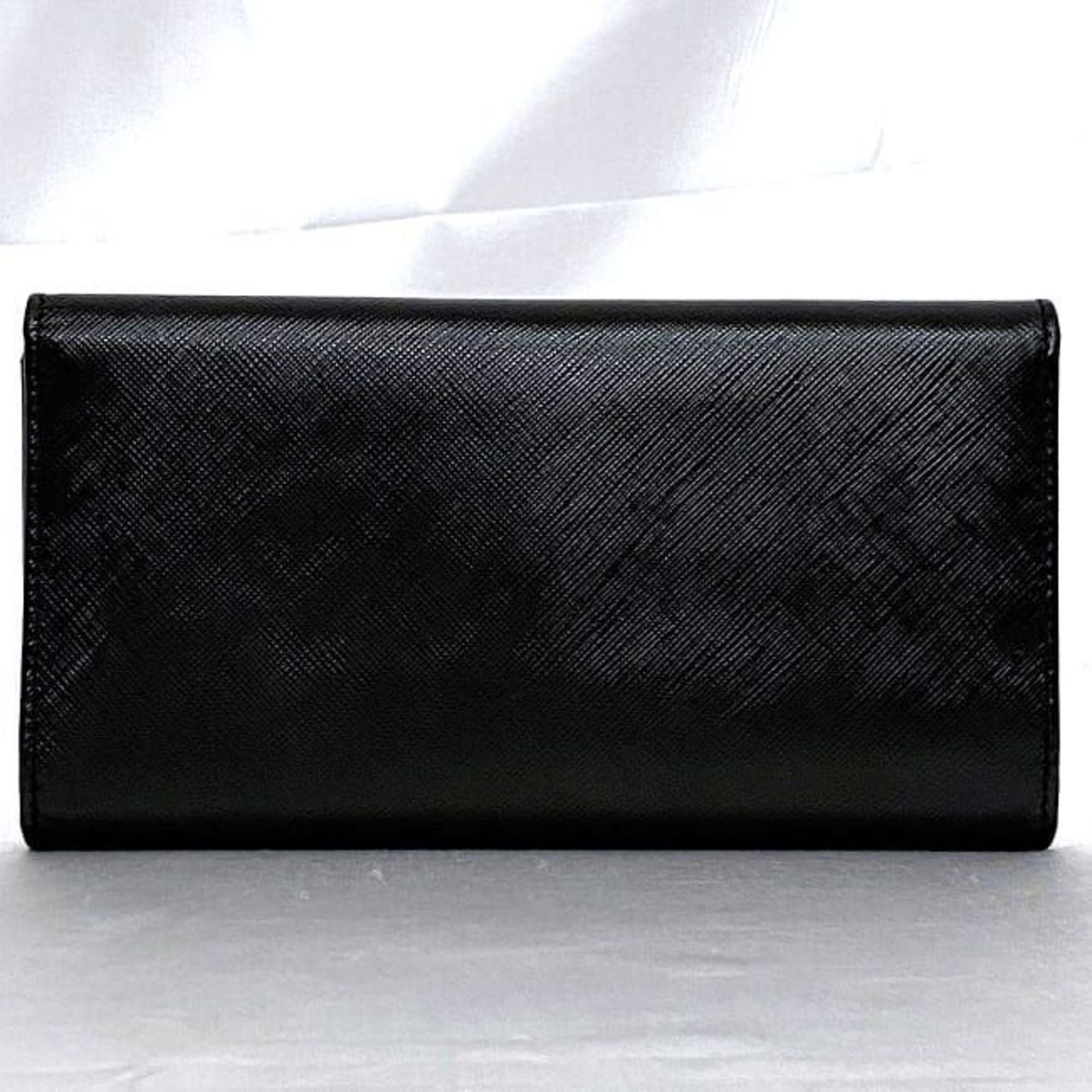 Salvatore Ferragamo Tri-fold Long Wallet ec-21012 Black Vara Ribbon Grain Leather IY-22/A366 Clear Women's