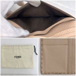 Fendi Bi-fold Long Wallet Pink Beige Selleria 8M0308 Leather FENDI Flap Turnlock Women's