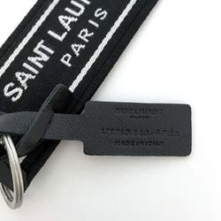 Yves Saint Laurent Saint Laurent Paris Keyring Nastro ec-21517 Black 710440 FAAK1 9074 Canvas Leather SAINT LAURENT PARIS Tag Keychain Bag Charm Women Men