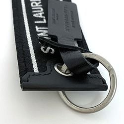 Yves Saint Laurent Saint Laurent Paris Keyring Nastro ec-21517 Black 710440 FAAK1 9074 Canvas Leather SAINT LAURENT PARIS Tag Keychain Bag Charm Women Men