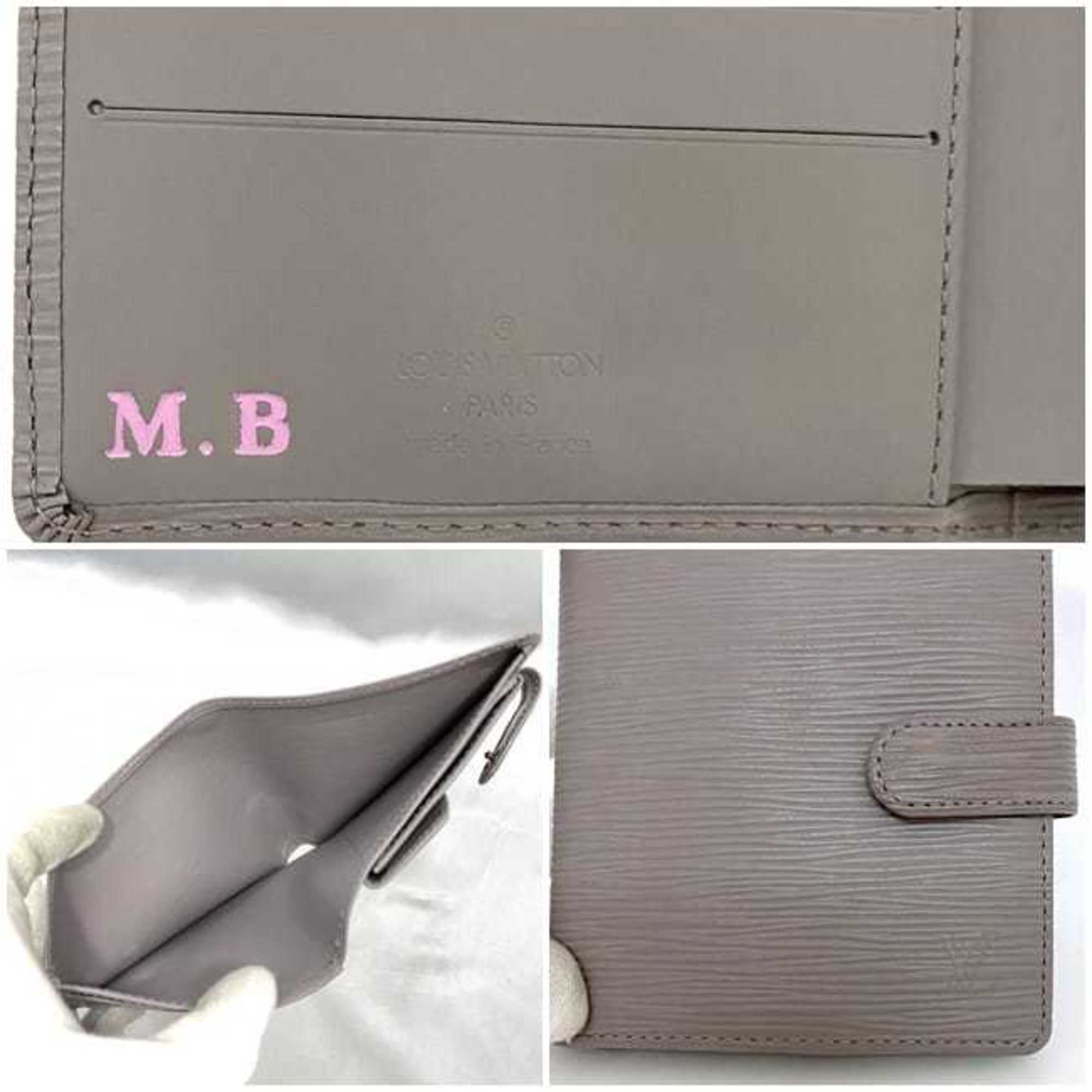 Louis Vuitton Bi-fold Wallet Porto Bier Compact ec-21116 Gray Purple Lilac Epi M6355B Leather MI0012 LOUIS VUITTON Folding LV Women's