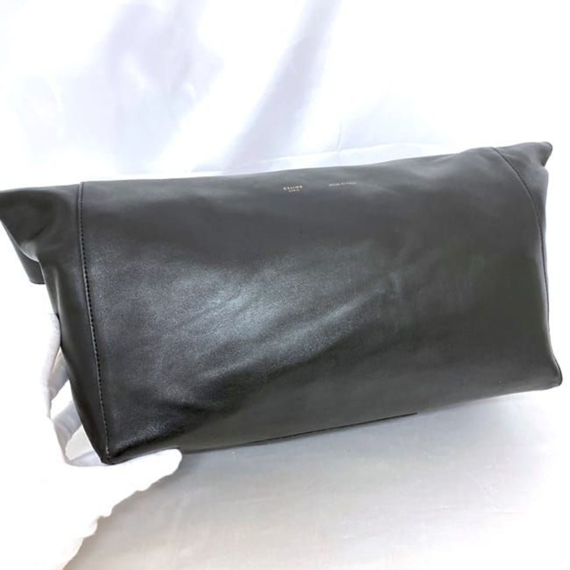 Celine Clutch Bag ec-21361 Black Handbag Leather CELINE Women's Compact