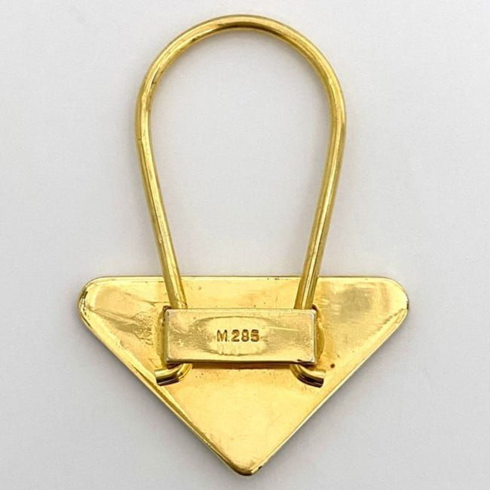 Prada Key Ring ec-21516 Gold Black GP M285 PRADA Holder Triangle Bag Charm Men's Women's