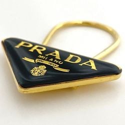 Prada Key Ring ec-21516 Gold Black GP M285 PRADA Holder Triangle Bag Charm Men's Women's