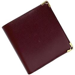 Cartier Bi-fold Wallet ec-21395 Bordeaux Must L3000165 Leather Folding Grain Compact Men's Women's