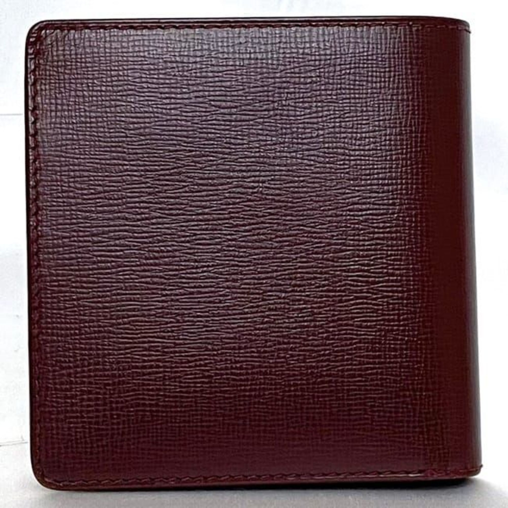 Cartier Bi-fold Wallet ec-21395 Bordeaux Must L3000165 Leather Folding Grain Compact Men's Women's