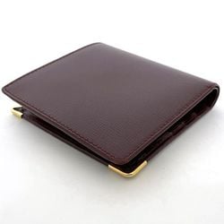 Cartier Bi-fold Wallet ec-21395 Bordeaux Must L3000165 Leather Folding Grain Compact Men's Women's