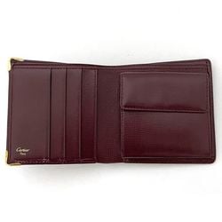 Cartier Bi-fold Wallet ec-21395 Bordeaux Must L3000165 Leather Folding Grain Compact Men's Women's