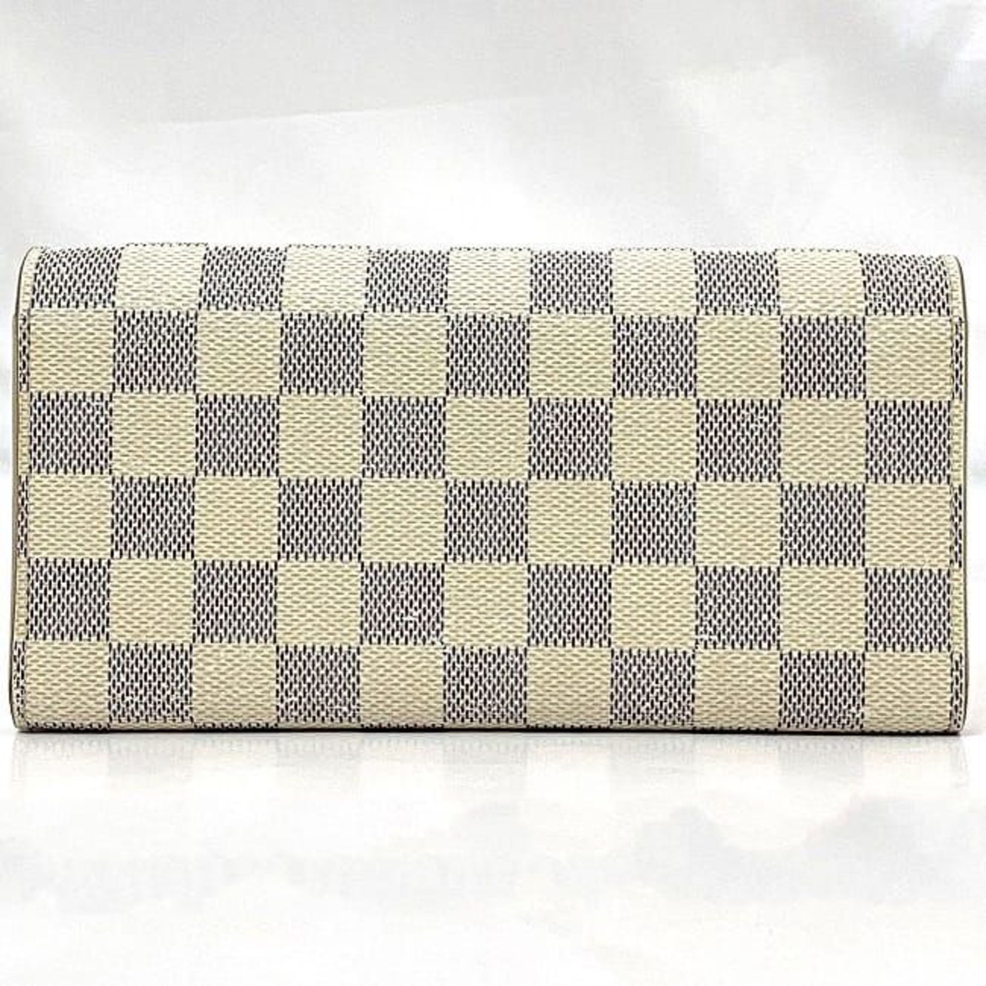 Louis Vuitton Bi-fold Long Wallet Portefeuille Emily ec-21092 White Grey Damier Azur N63546 Canvas TA1136 LOUIS VUITTON Unisex