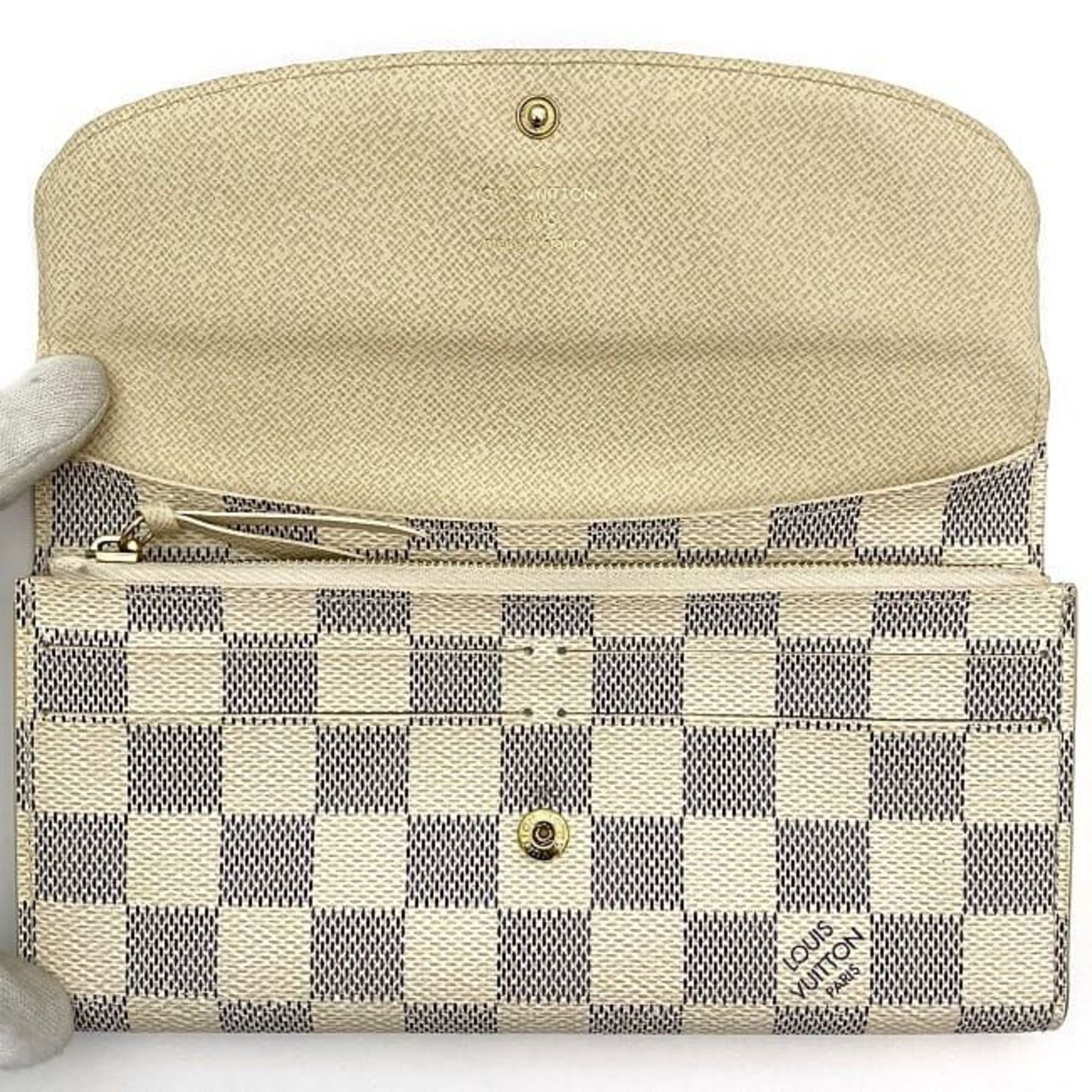 Louis Vuitton Bi-fold Long Wallet Portefeuille Emily ec-21092 White Grey Damier Azur N63546 Canvas TA1136 LOUIS VUITTON Unisex