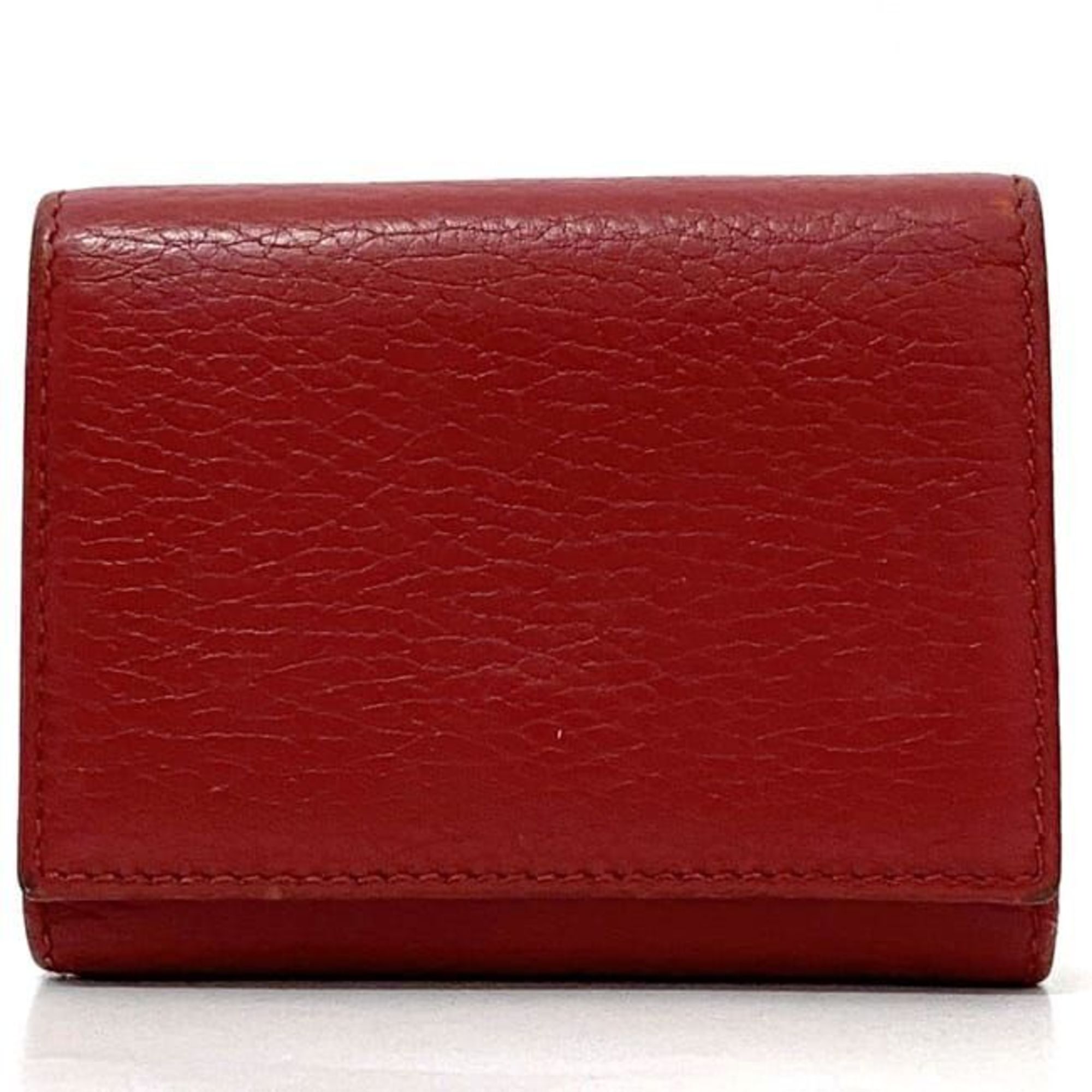 Gucci Tri-fold Wallet ec-21063 Red Marmont 474746 GG Grain Leather GUCCI Compact Women's