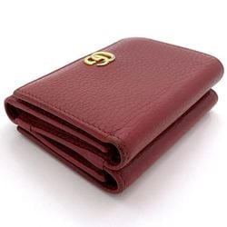 Gucci Tri-fold Wallet ec-21063 Red Marmont 474746 GG Grain Leather GUCCI Compact Women's