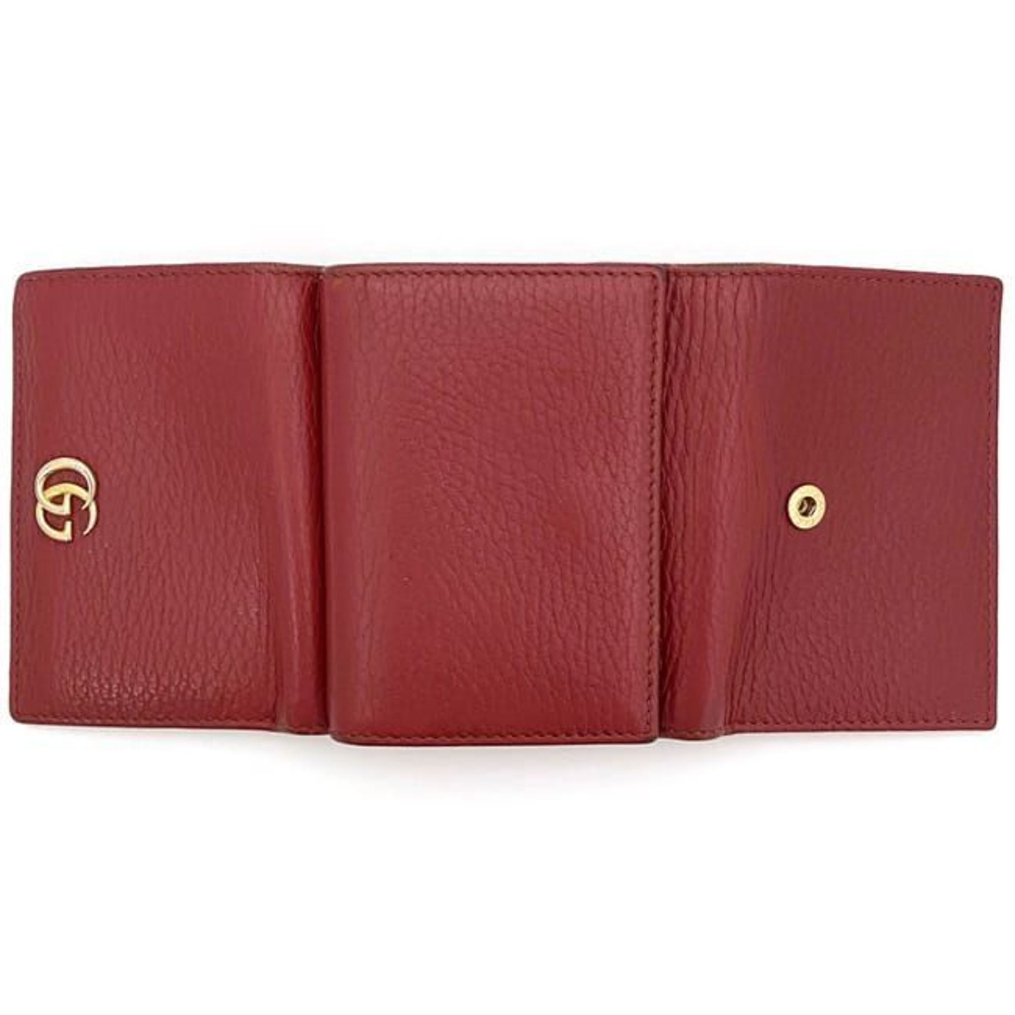 Gucci Tri-fold Wallet ec-21063 Red Marmont 474746 GG Grain Leather GUCCI Compact Women's