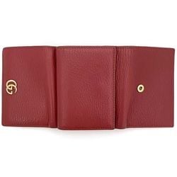 Gucci Tri-fold Wallet ec-21063 Red Marmont 474746 GG Grain Leather GUCCI Compact Women's