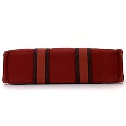 Hermes Handbag Foult PM ec-21452 Red Canvas HERMES Striped Bag Men's Women's Compact