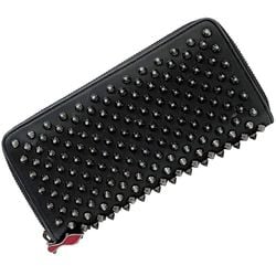 Christian Louboutin Round Long Wallet ec-21035 Black Panettone Studs 1175099 Leather