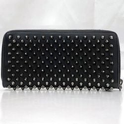 Christian Louboutin Round Long Wallet ec-21035 Black Panettone Studs 1175099 Leather